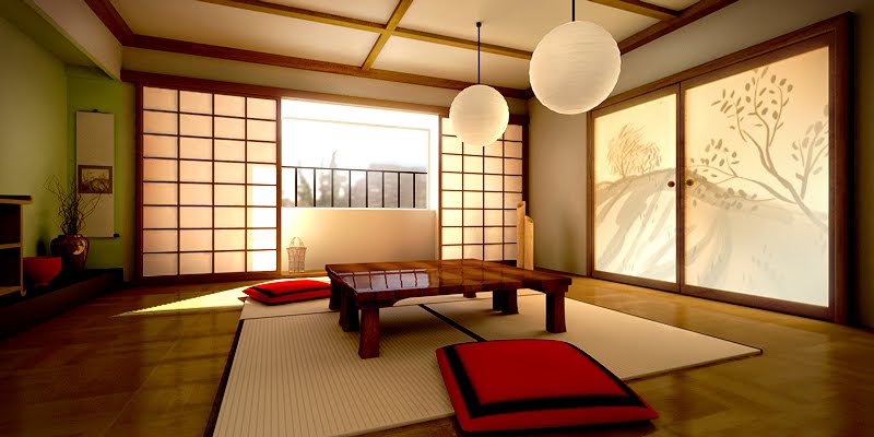 Nội thất gỗ nhẹ nhàng cho phòng khách Nhật đơn giản