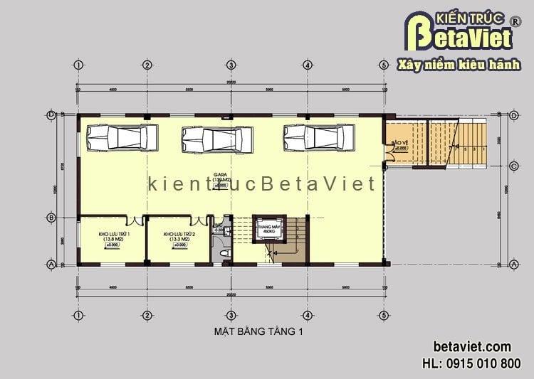 Thiết kế văn phòng (Lào Cai) BT14412 - Mặt bằng tầng 1