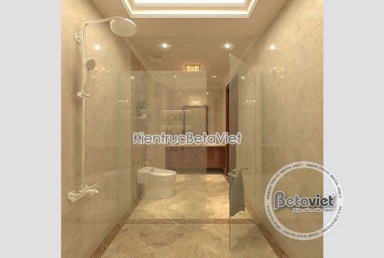 Một phòng tắm khách sạn thanh lịch, nhẹ nhàng với gam màu dễ chịu