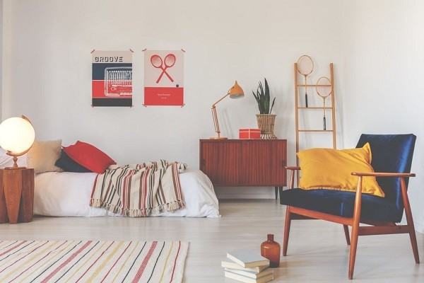 Thiết kế nội thất phòng ngủ Vintage bằng màu nóng