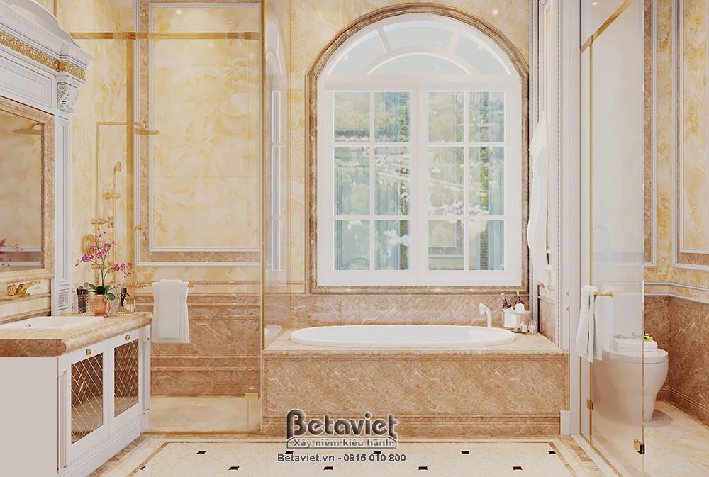 Thiết kế nội thất phòng tắm tân cổ điển có bồn tắm nằm cao cấp