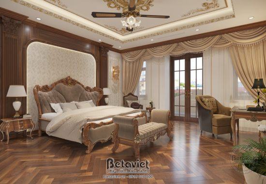 Phòng ngủ phong cách tân cổ điển lát sàn gỗ ấm cúng